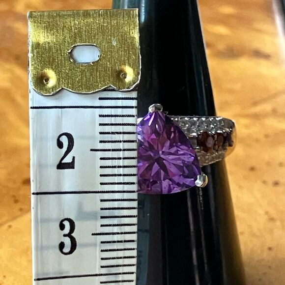 Moroccan Amethyst Red Garnet Sterling Silver Ring Size 7 - Picture 7 of 9